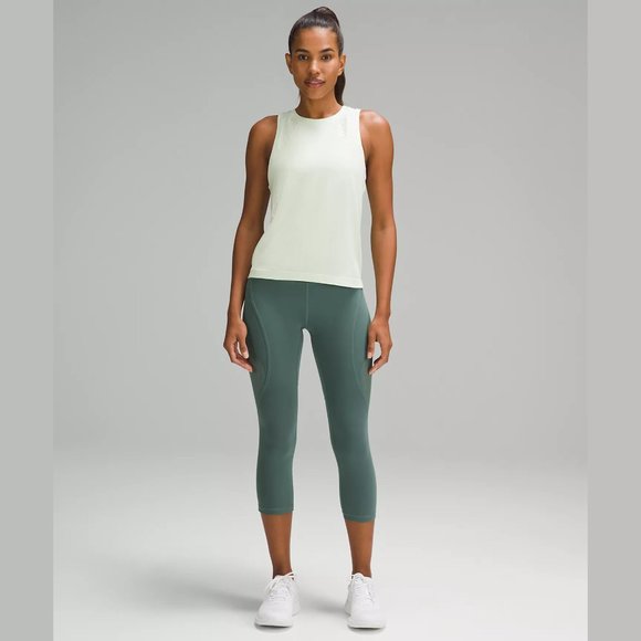 NEW lululemon Size 10 Wunder Train Mesh Panel High-Rise Crop 21" - Medium Forest - Picture 2 of 5